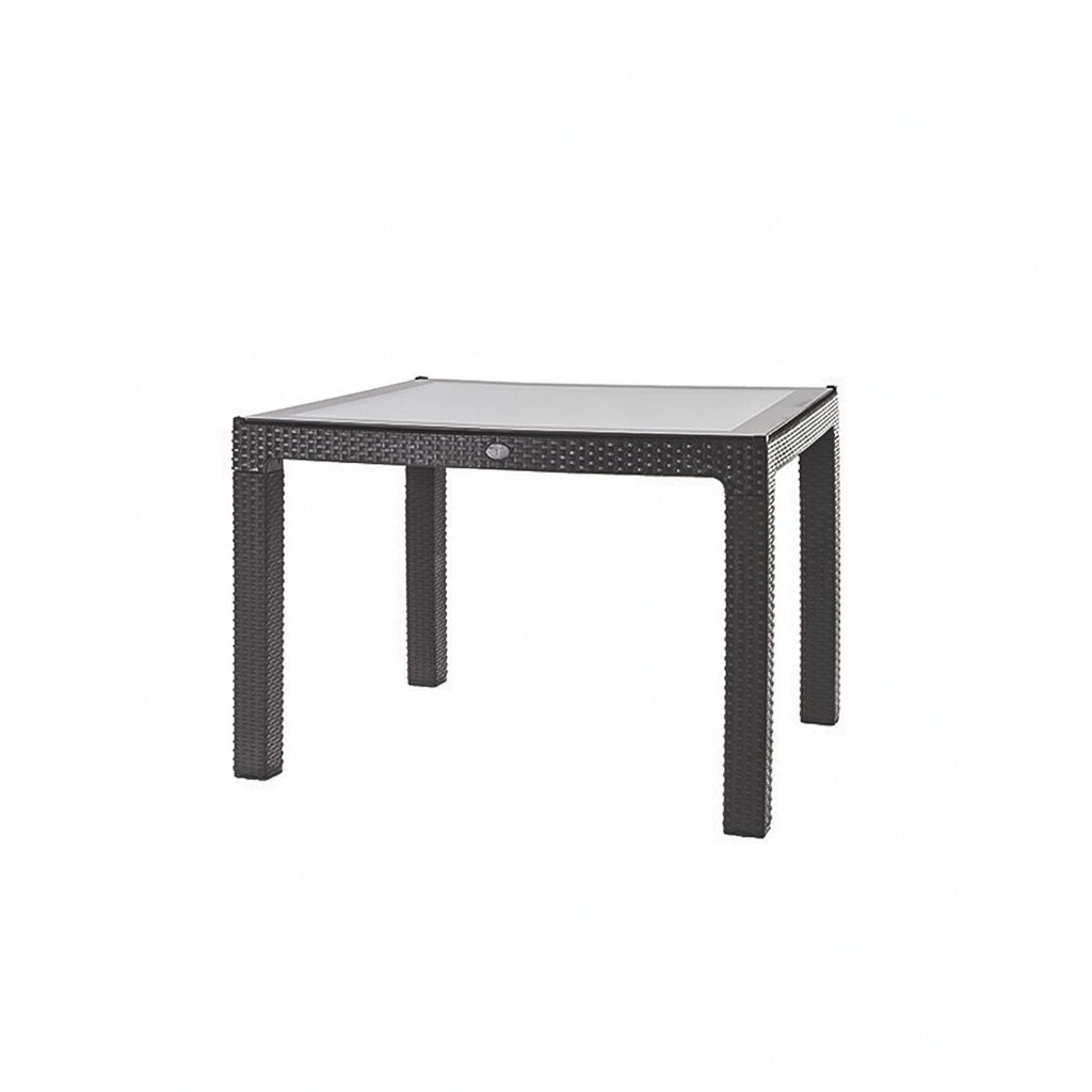 VIOLETHOUSE 90X90 RATTAN TREND LUX TABLE WITH GLASS