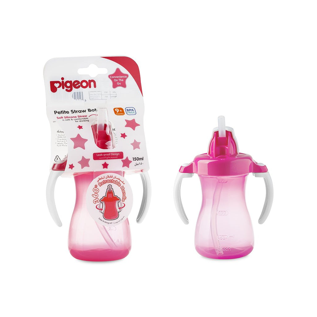PIGEON PETITE STRAW BOTTL 150ML PINK 26150