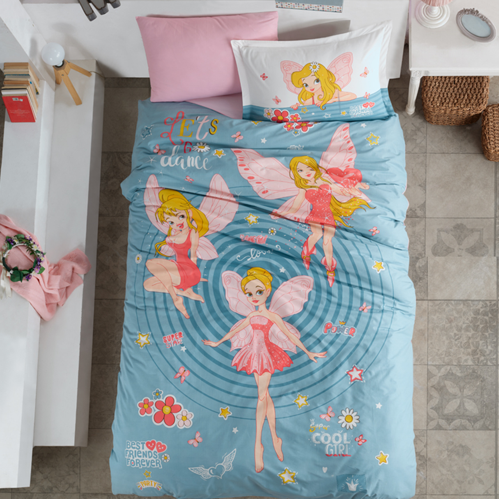 RANFORCE SINGLE SIZE QUILT COVER SET 3PCS POWER GIRL TURQUOISE QUILT COVER 160*220/ FLAT SHEET 180*240/ PILLOW CASE 50*70