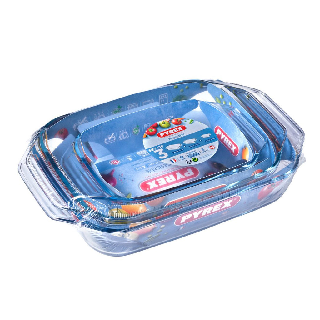 Pyrex - Irresistible Set of 3 (2-8_2-9_1-4L) Rectangle 912S735