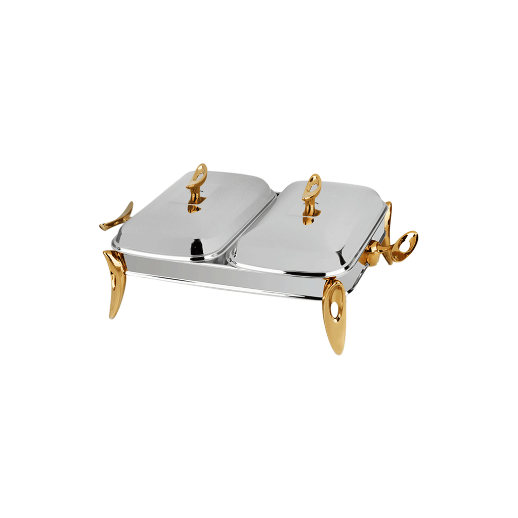 CHAFING DISH DOUBLE RECTANGLE SILVER-GOLD 914SG
