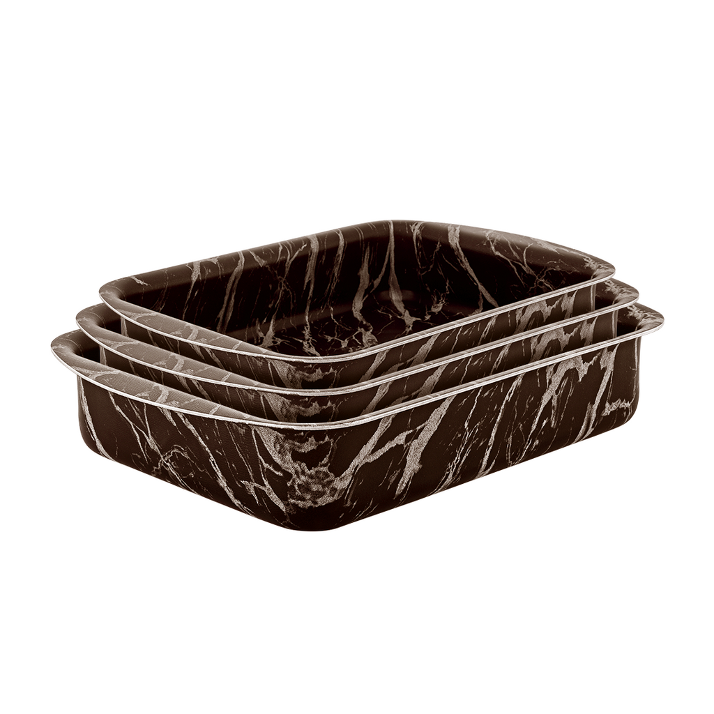 BONERA 3PC RECTANGULAR TRAY SET 19*25/22*30/25*35 CM BROWN