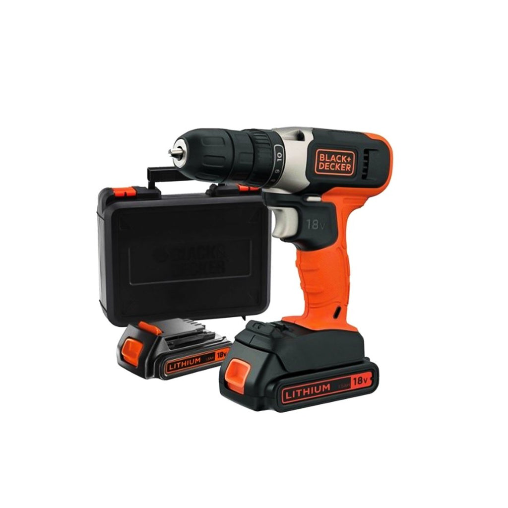 BLACK+DECKER 18V 1 SPEED DRILL DRIVER &2X 1.5Ah BATTERY BCD001C2K-GB