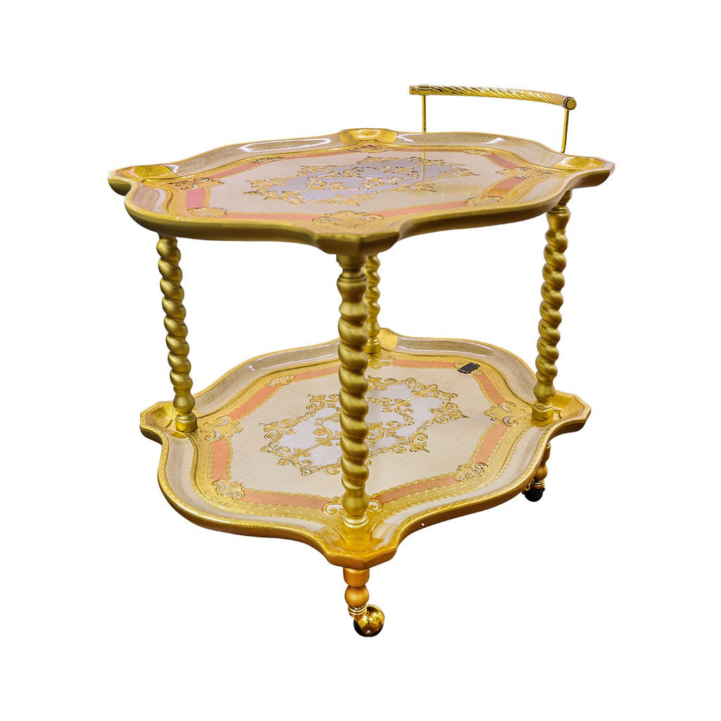 SHAPED TEA CART CM 70X83X70H GIOBERTI ORO/AVORIO