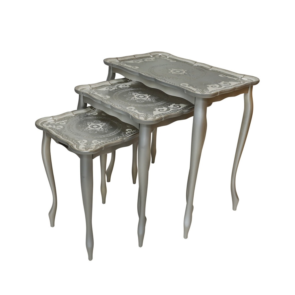 THREE TABLE SET 35X57X58H ELISEI ORO/AVORIO CT-400-5-3453