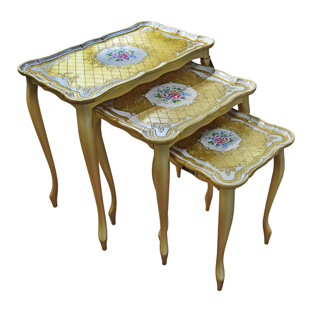 THREE TABLE SET 35x57x58H DA VINCI ORO/AVORIO CT-400-5-3544