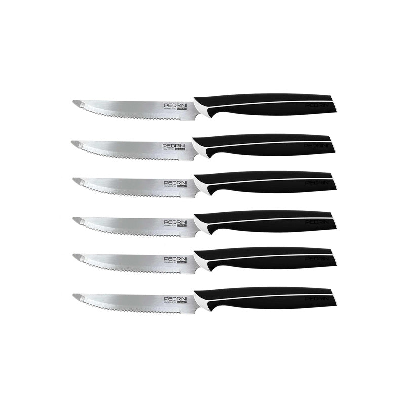 Pedrini Steak Knives Set – 6 Pcs (Black Handle)