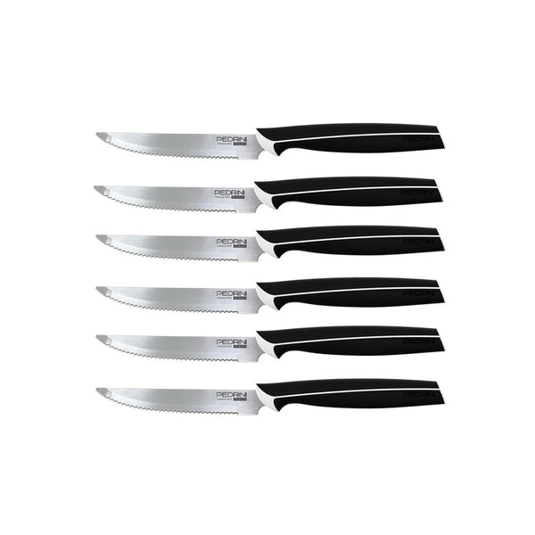 Pedrini Steak Knives Set – 6 Pcs (Black Handle)