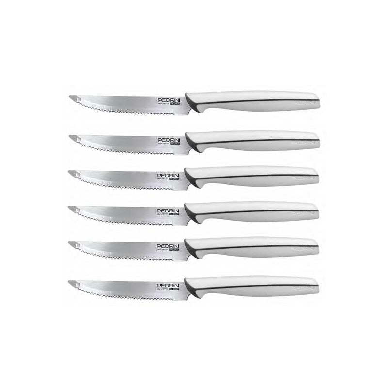 Pedrini Steak Knives Set – 6 Pcs (White Handle)
