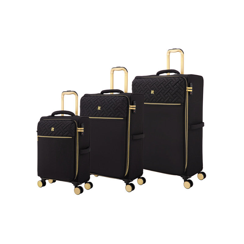 It Luggage Lux Lite Black 3 Piece Trolley Set