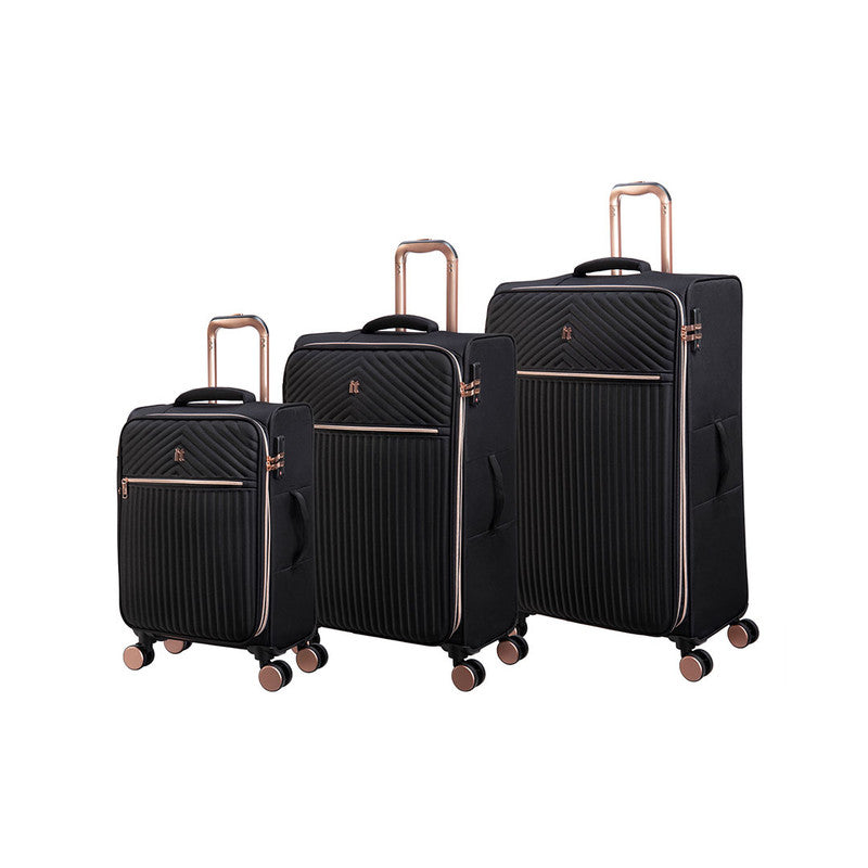 It Luggage Black 3 Piece Trolley Set