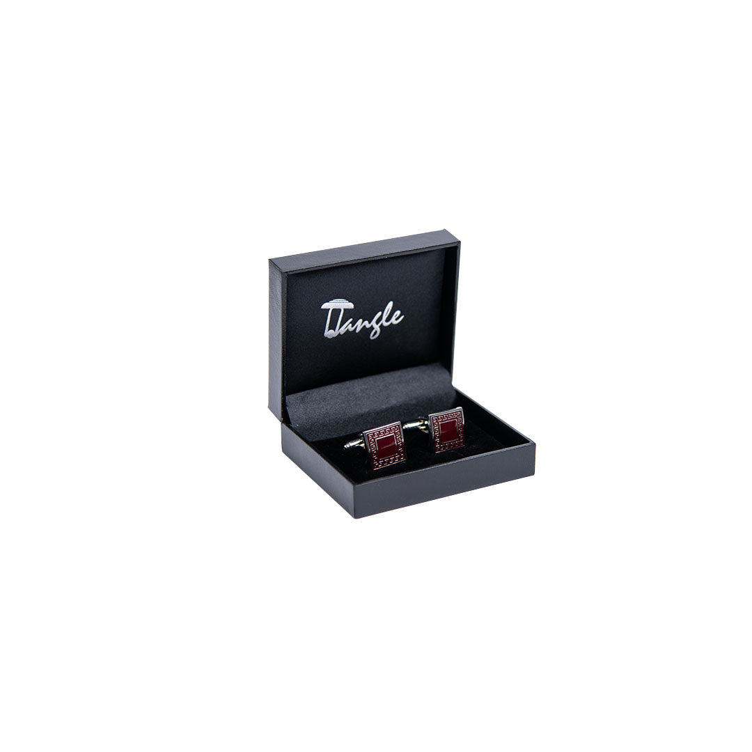 Tangle Men Silver & Maroon Cufflinks Tangle Men Silver & Maroon Cufflinks