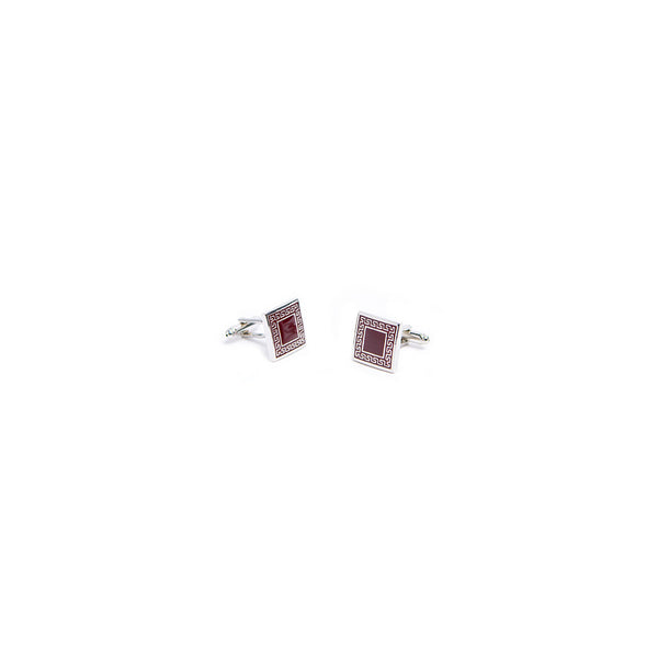 Tangle Men Silver & Maroon Cufflinks