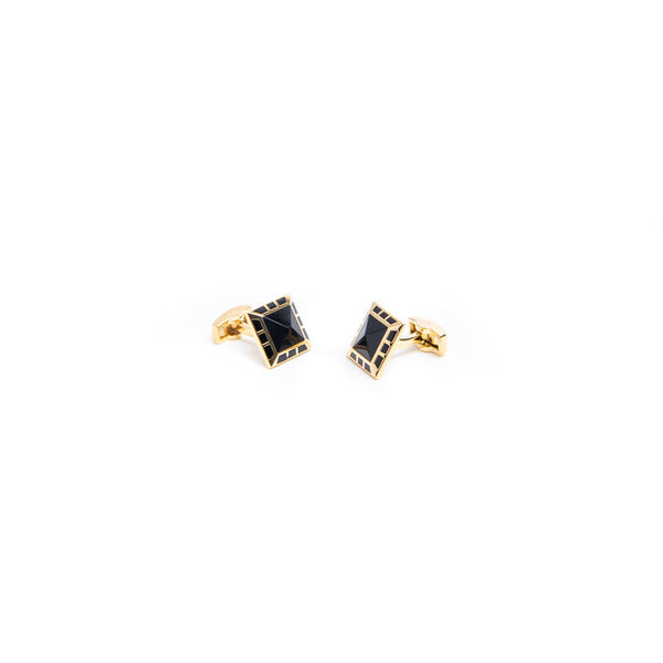 Tangle Men Gold & Black Cufflinks