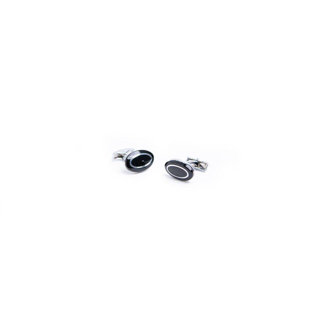 Tangle Oval Black & Silver Men Cufflinks Tangle Oval Black & Silver Men Cufflinks