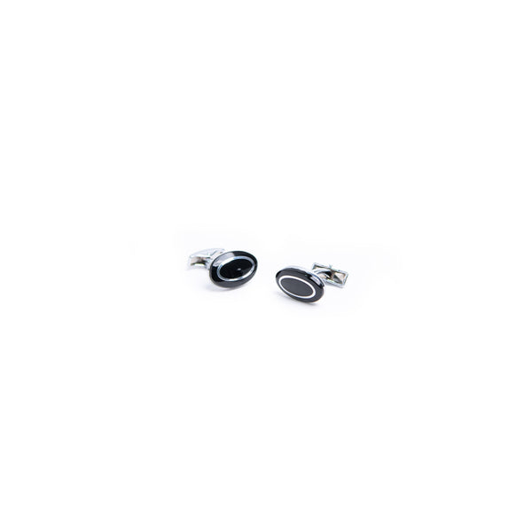 Tangle Oval Black & Silver Men Cufflinks