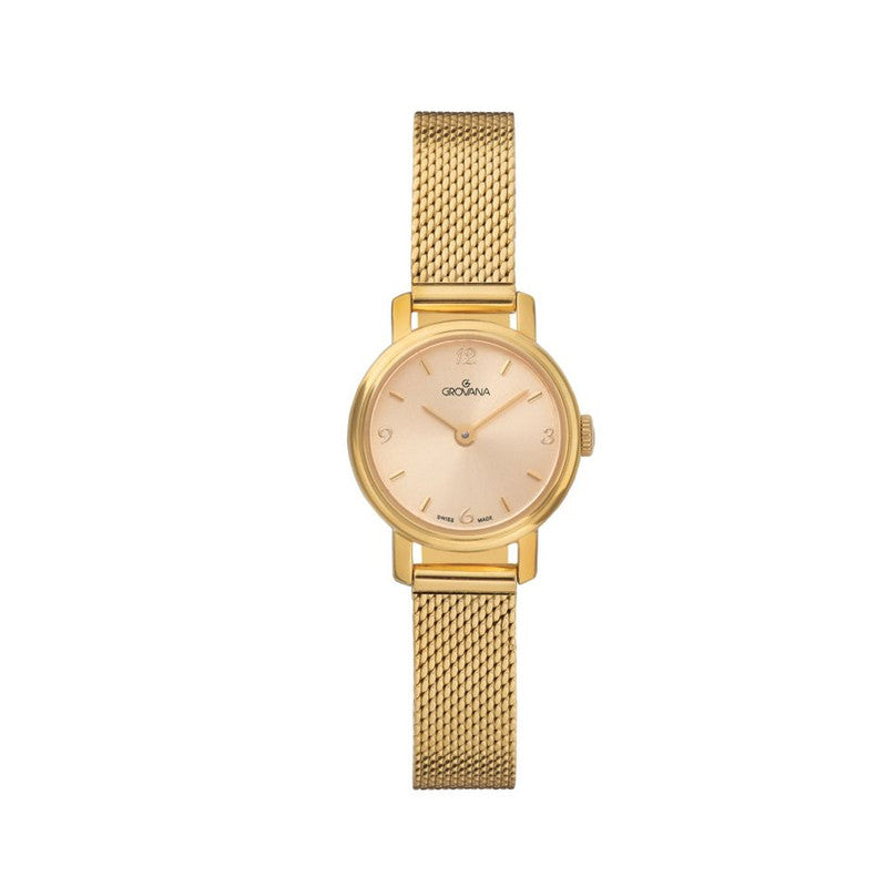Grovana Mayfair Champagne Dial, Gold Tone Stainless Steel Women’s Watch