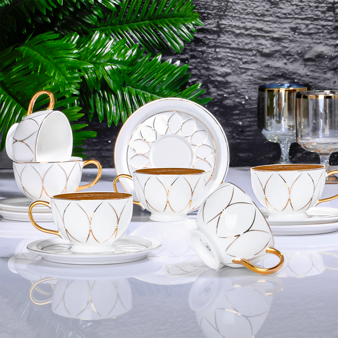 Kosova 6 Pieces Coffee Porcelain Set With Saucers | '04203 | Cooking & Dining | Coffee Cup, Cooking & Dining, Glassware |Image 1