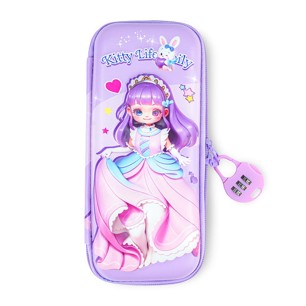 Fj Princess Pencil Case With Lock - Assorted Colors