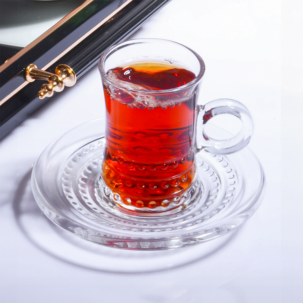 Kosova 6 Pieces Tea Glass Set With Saucers | '07306 | Cooking & Dining, Glassware, Tea Cup |Image 1