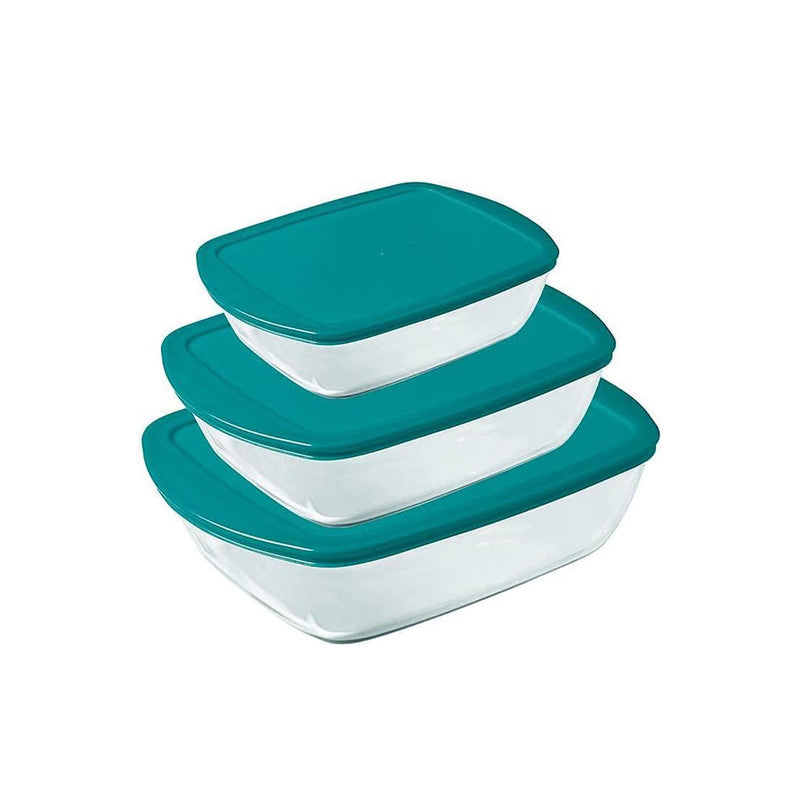 Pyrex 3 Pieces Rectangular Storage Dish With Lid Pyrex 3 Pieces Rectangular Storage Dish With Lid