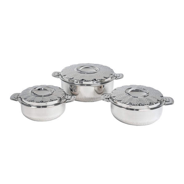 Aksharam Silvo Stainless Steel Hotpot 3 Pieces Set