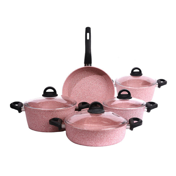 ALM Forged Premium Granite 9 Pieces Pink Cookware Set | Cooking & Dining,Cookware sets | ALM-37365