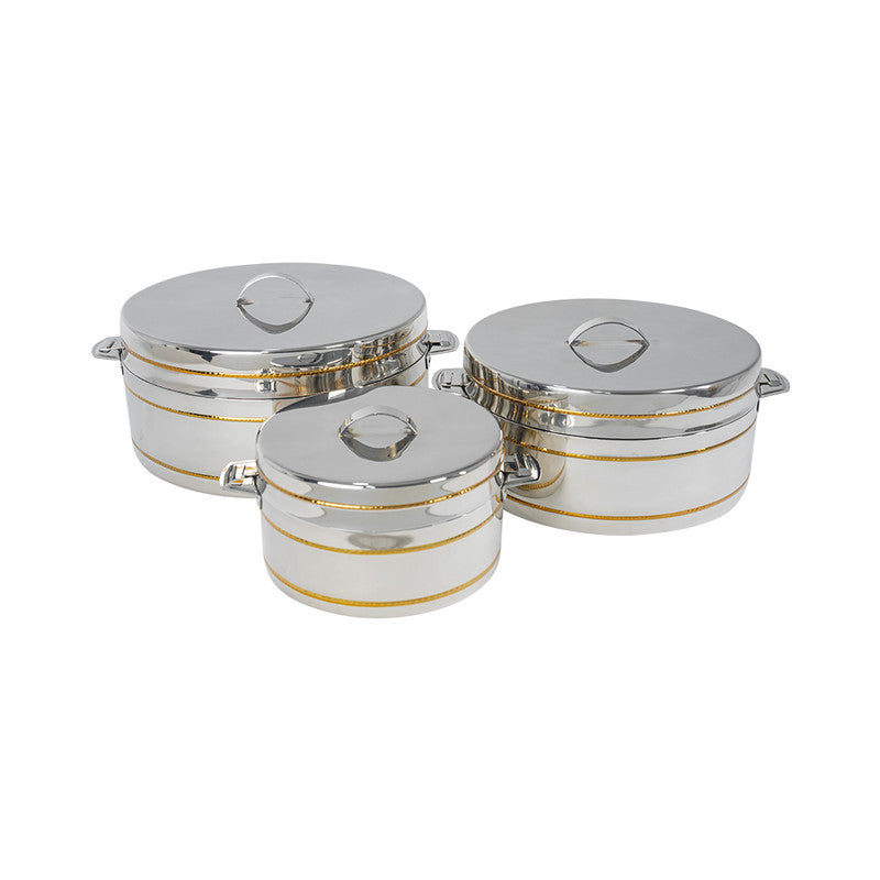 Alamode Double Wall Straight Hotpot Set – 2.5L, 5L & 8L | Gold Ribb Kirra Finish