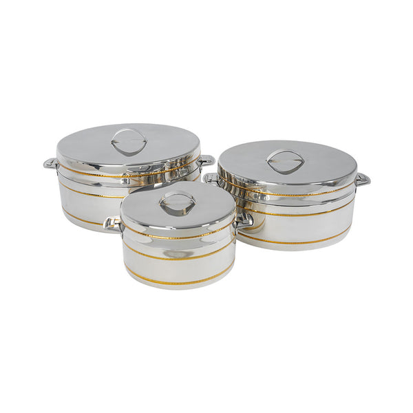 Alamode Double Wall Straight Hotpot Set – 2.5L, 5L & 8L | Gold Ribb Kirra Finish