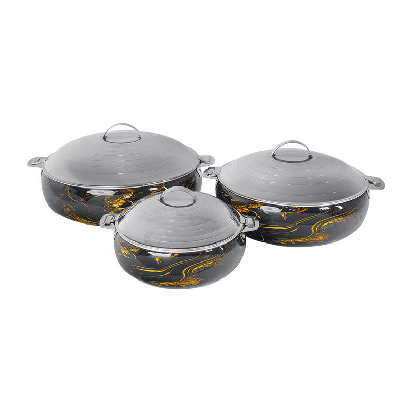 Alamode Double Wall Foil Belly Hotpot Set – 2.5L, 5L & 8L | Black Fusion with Steel Lid