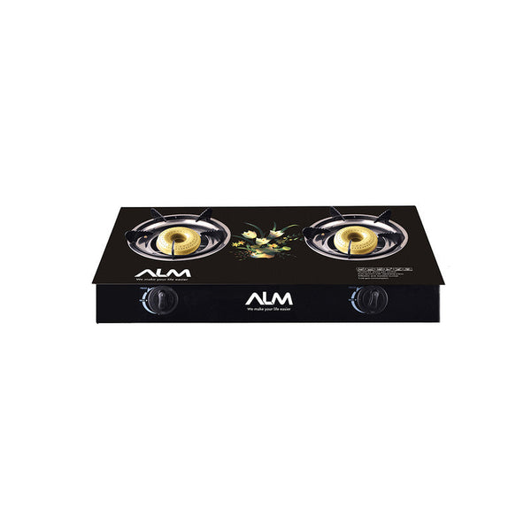 ALM Countertop 2 Burner Black Glass Gas Stove