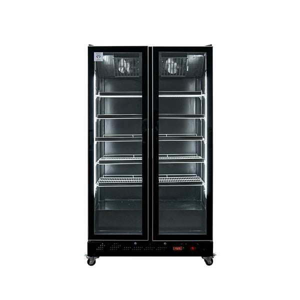 ALM 1000 Liters Upright Double Glass Door Showcase Chiller