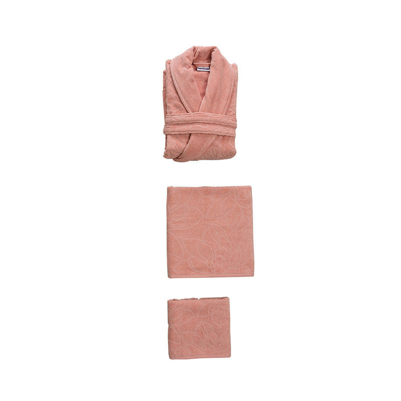 Per La Casa 3 Pieces Premium Bathrobe Set - Light Salmon