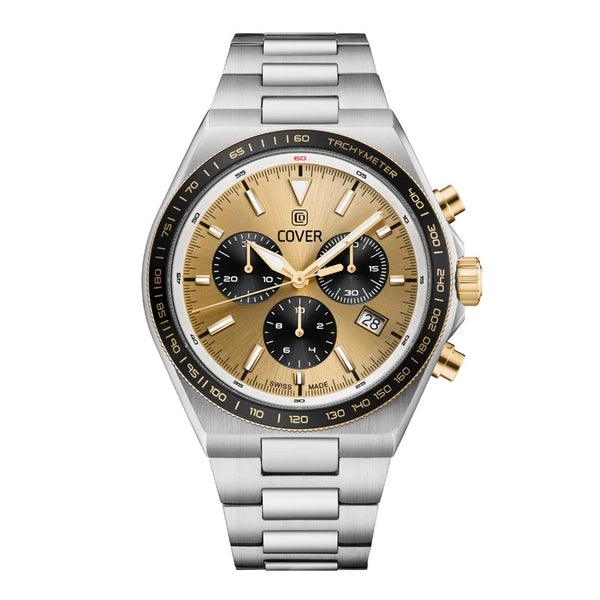 COVER Iconosteel Stainless Steel Gold Silver/Black Men’s Chronograph Watch