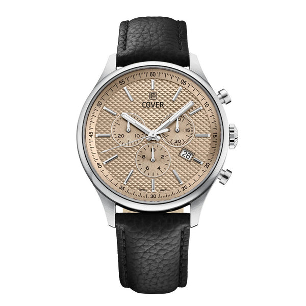 COVER Chapman Chrono II Stainless Steel Champagne Dial Silver Men’s Chronograph Watch with Leather Strap