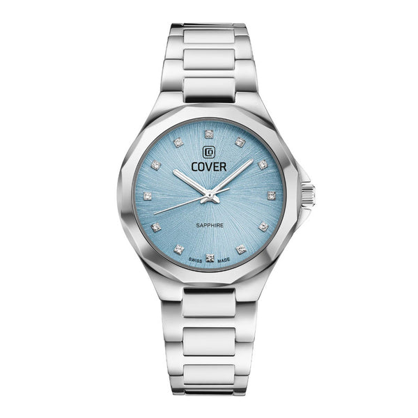 COVER Cardea Crystal Stainless Steel Light Blue Silver Women’s Watch