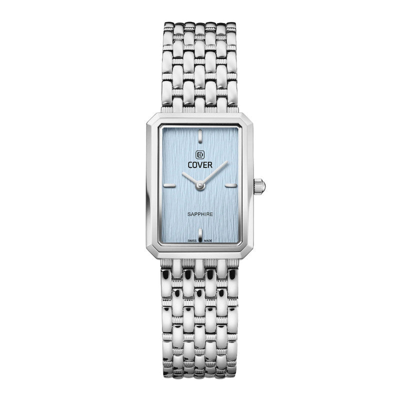 COVER Noble Square Stainless Steel Light Blue Dial Silver Women’s Watch
