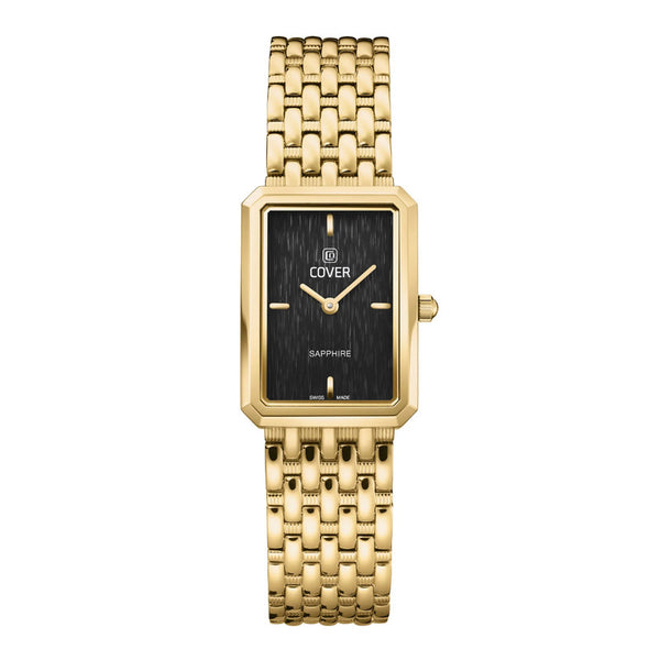 COVER Noble Square Stainless Steel Black Dial Gold Women’s Watch