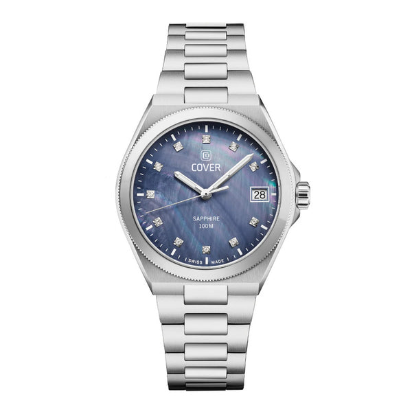 COVER Iconosteel Lady Stainless Steel Blue Pearl Dial Silver Women’s Watch