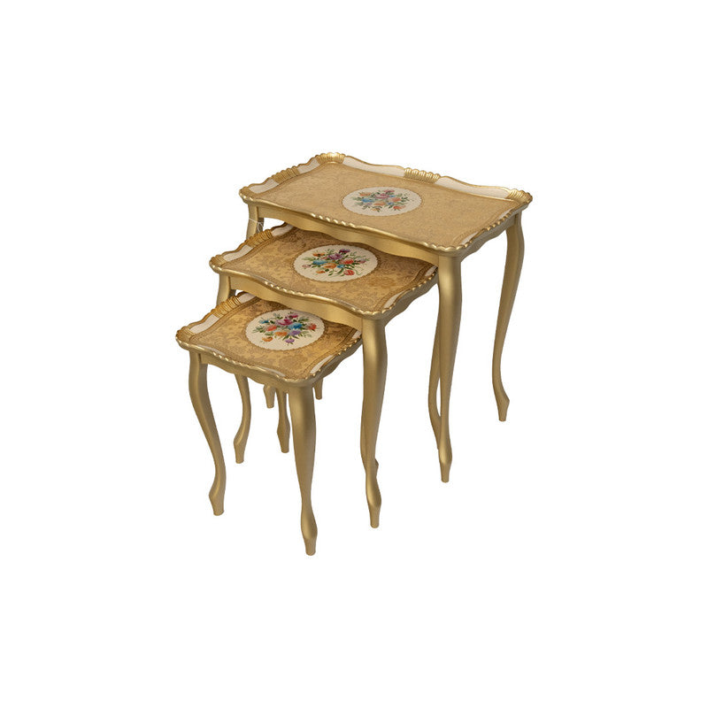Sezzatini Carved Tables Set 35×58×58H Cm