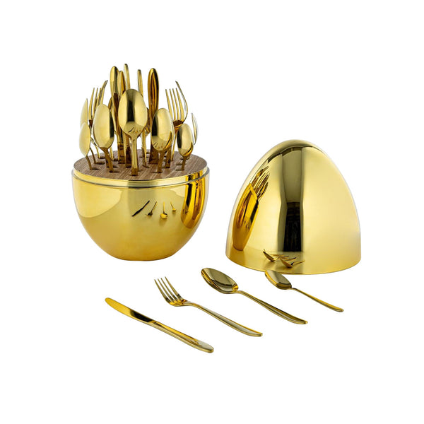 24 Pieces Gold Mirror Stainless Steel Cutlery Set