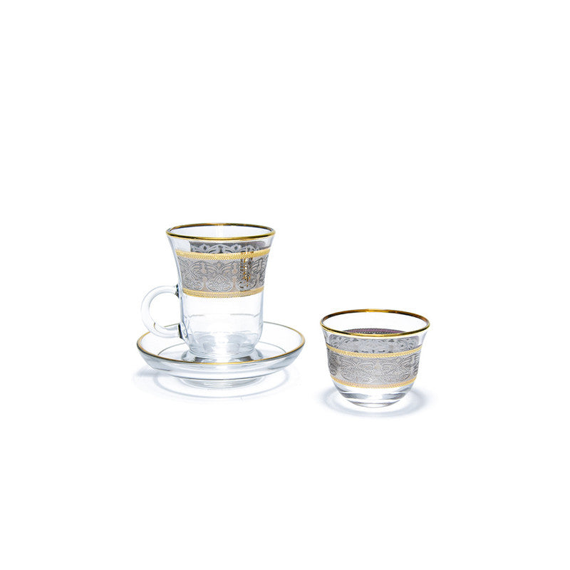 Enes Cam 18 Piece Tea & Coffee Set Gold