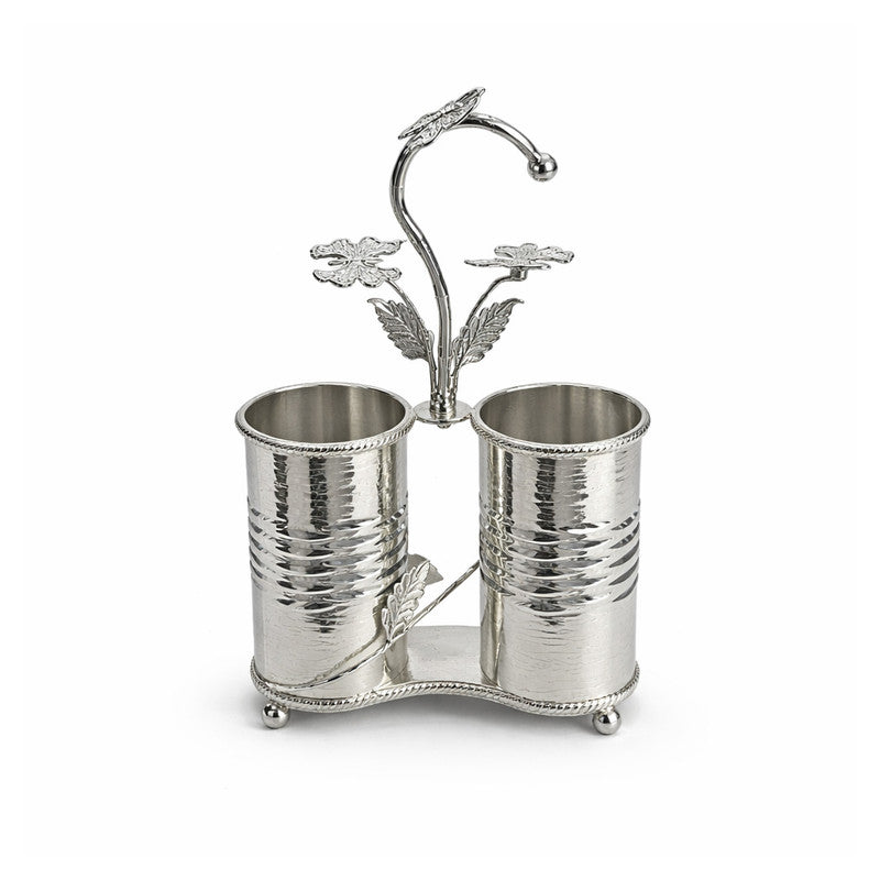 2 Section Cutlery Holder - Silver