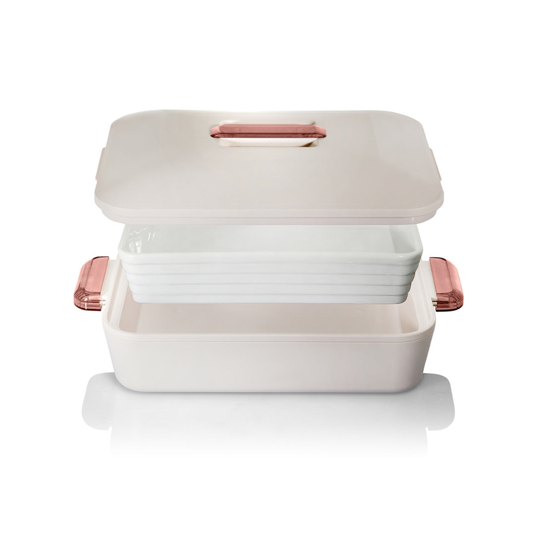 Enjoy Rectangular Insulated Server Gourmet Colorado 2.8L - White/Rose Enjoy Rectangular Insulated Server Gourmet Colorado 2.8L - White/Rose