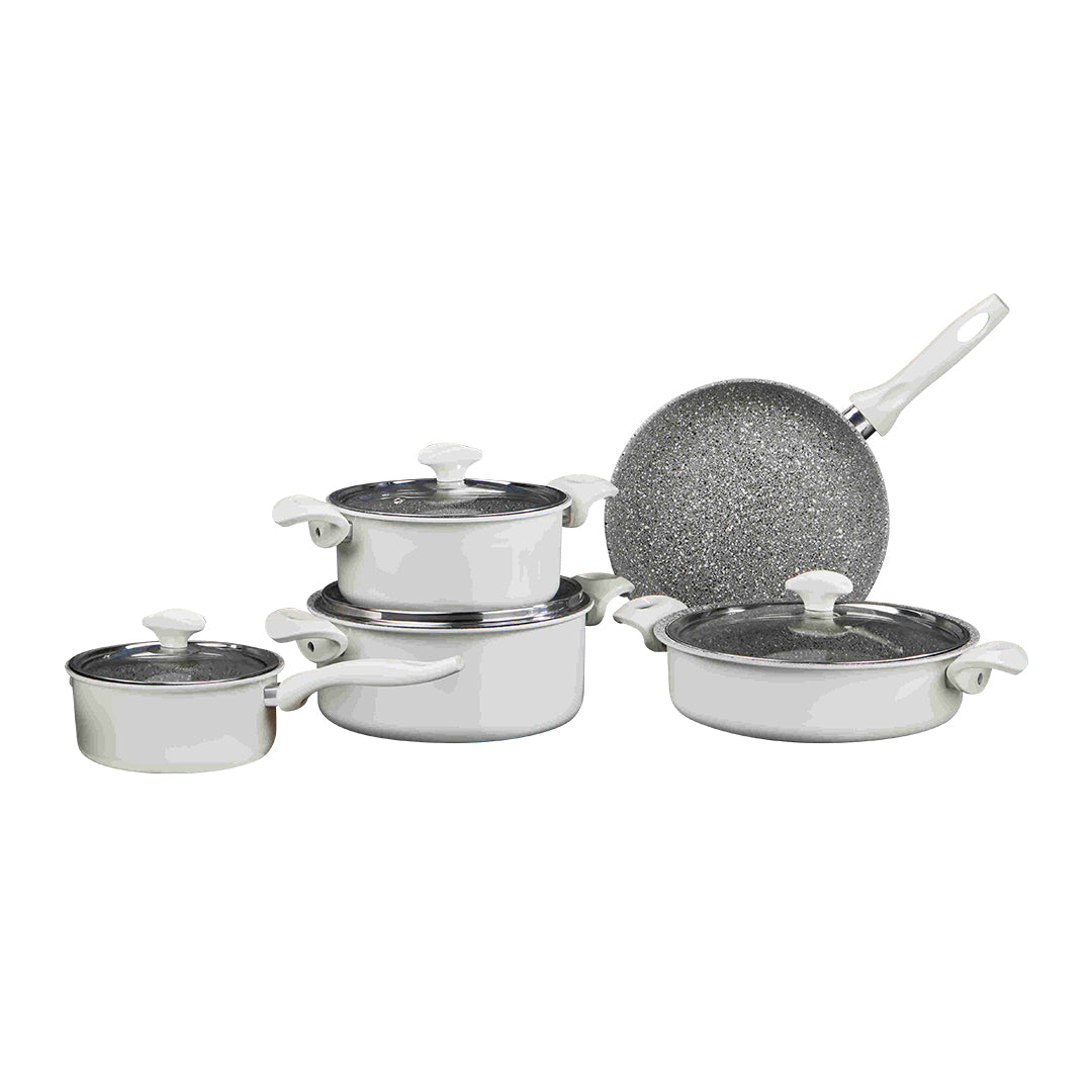 Falez Mastermaid Series 9 Pieces Cream Cookware Set