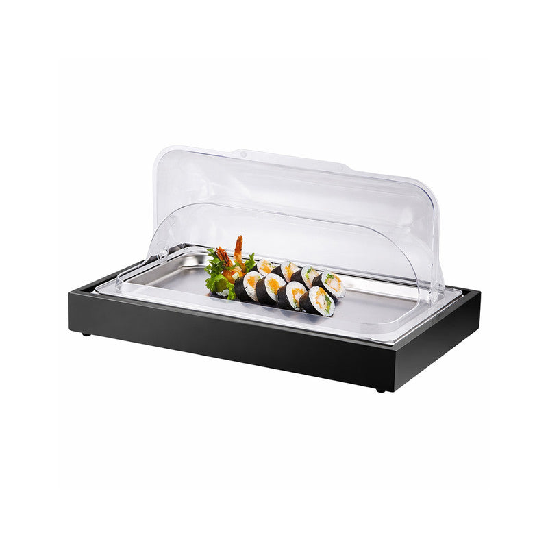 Jiangmen Food Display Tray with Ice Box & Clear Lid – Black