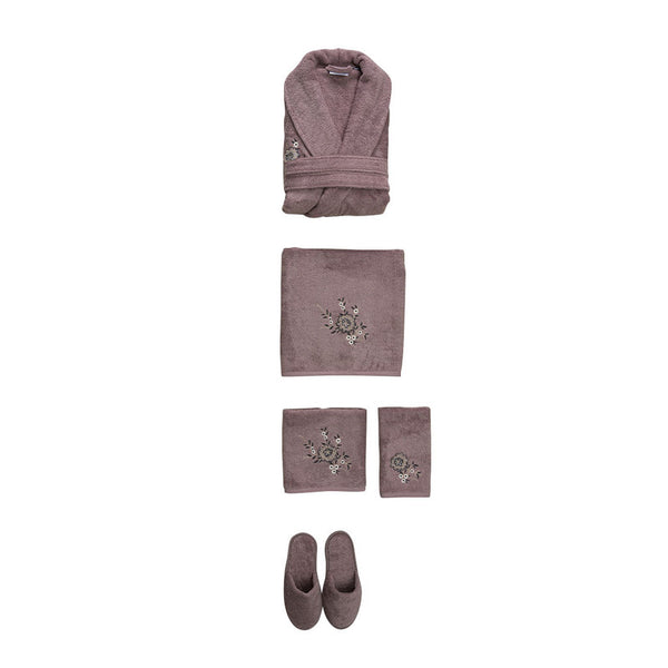 Per La Casa 6 Pieces Premium Bathrobe Set - Soft Purple