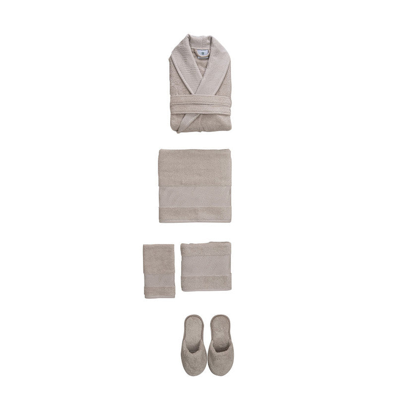 Per La Casa 6 Pieces Premium Bathrobe Set - Soft Stone