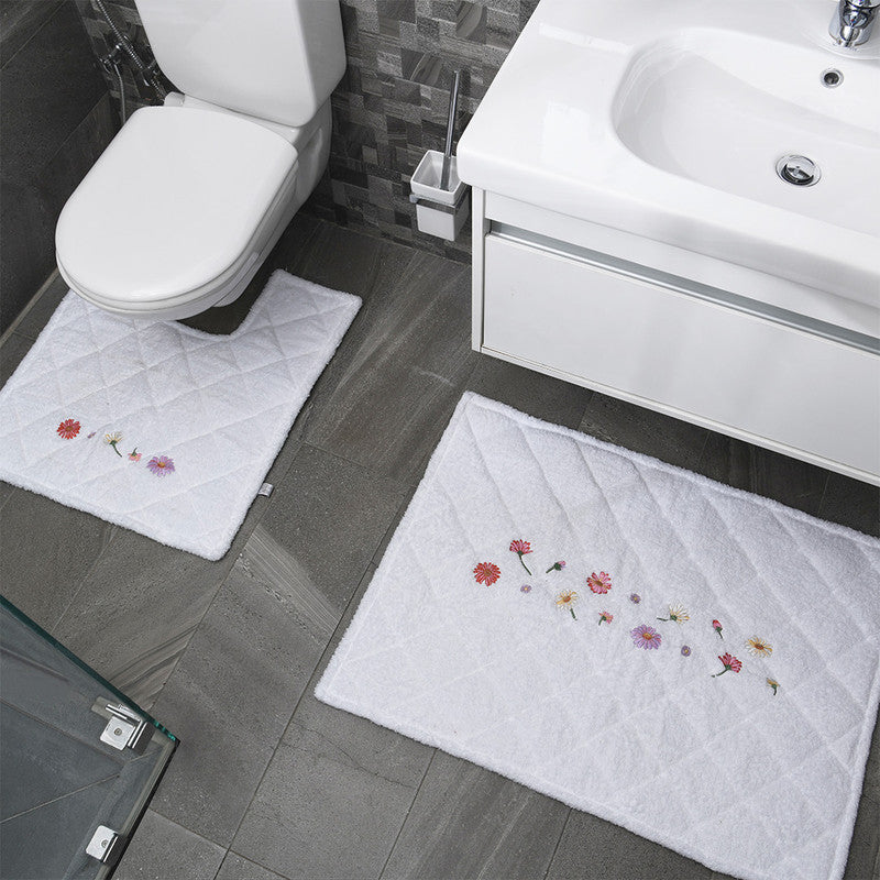 Heba 2 Pieces Bath Mat Set - Raisian White