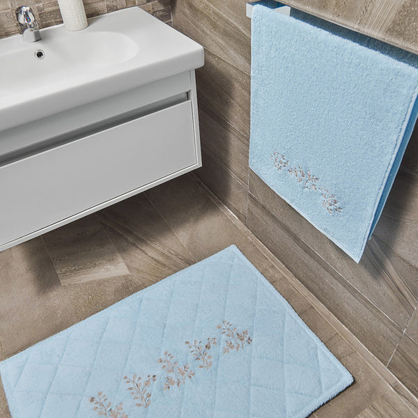 Heba 2 Pieces Bath Mat Set - Pure Light Blue